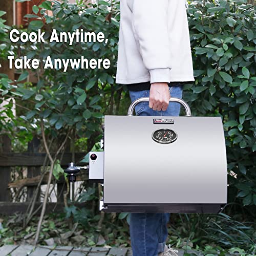Royal Gourmet GT1001 Stainless Steel Portable Grill, 10000 BTU BBQ Tabletop Gas Grill with Folding Legs and Lockable Lid, Outdoor Camping, Deck and Tailgating, Silver by Royal Gourmet - Image 9