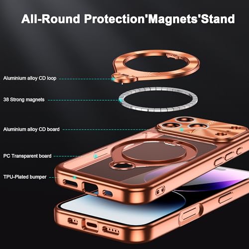 Coque iPhone 17 Pro Max MagSafe orange avec béquille rotative 360°