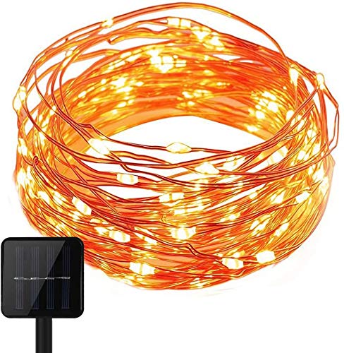 Guirlandes Lumineuse Solaire, KEEDA 200 LED Fil de Cuivre Flexible Chaîne Solaire pour la Décoration Extérieur, Jardin, Noël, Mariage, Fête (Blanc Chaud) Cover