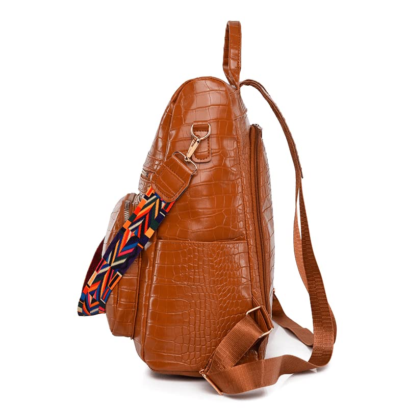proarch Medium 25L Backpack Purse for Women Convertible Travel Vintage PU Leather Shoulder Backpack (Big Croco)-picture-17