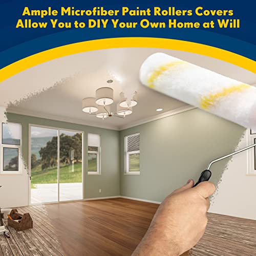 400 Pieces 4 Inch Mini Paint Roller Bulk Small Microfiber Roller Cover 1/2" Nap For Paint Roller Brush For House Painting Supplies, Diy Craft Home Wall Repair Tool Kit Set #TOP6