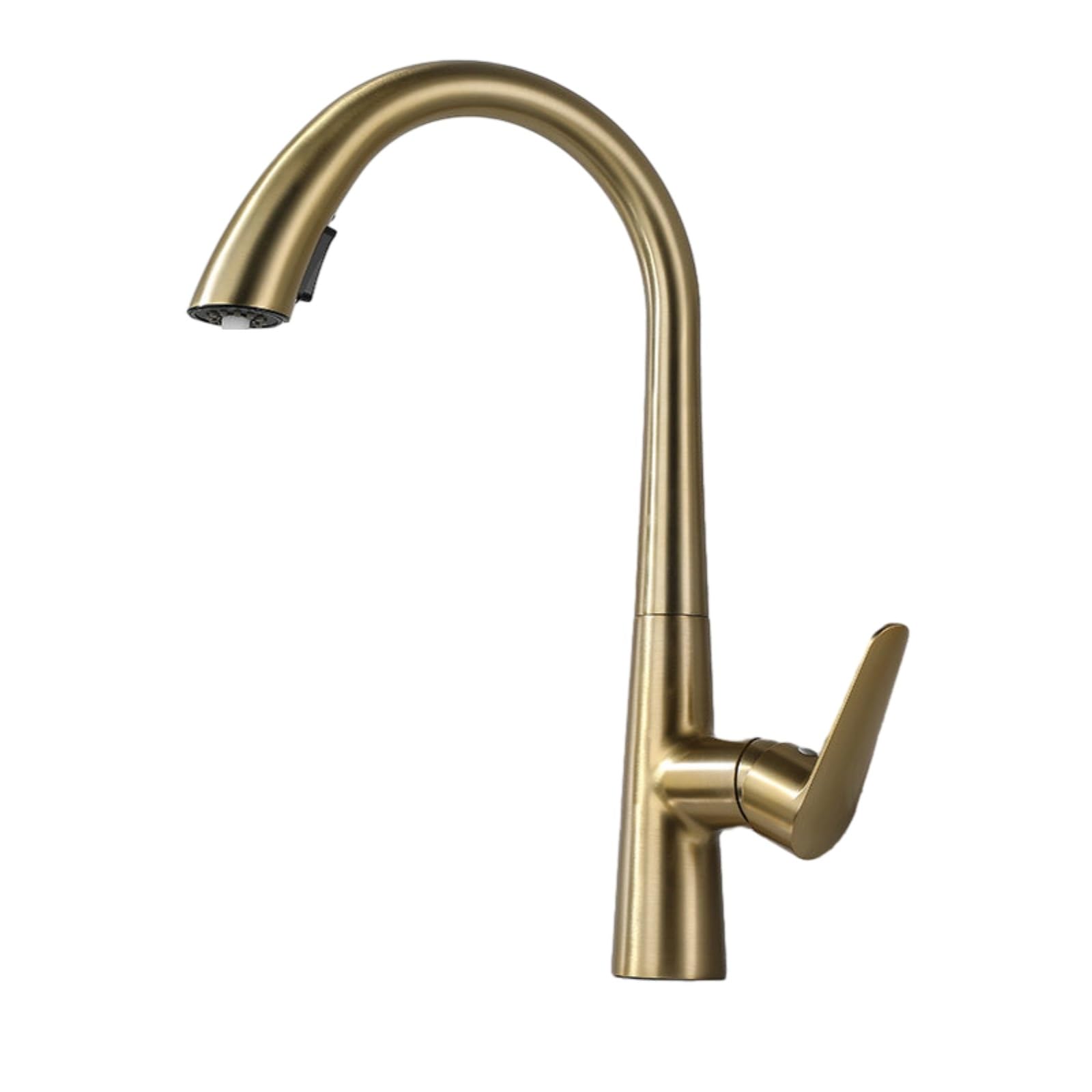 ZYCHSJXA Mixer Taps Kitchen Sink Hot and Cold Double Water Faucet Hidden Household Pull-Out Brushed Gold