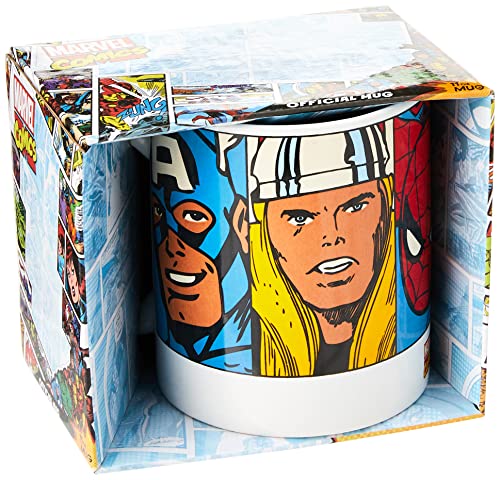 Marvel MG23443 8 x 11,5 x 9,5 cm retro caras taza de cerámica, Multi-color