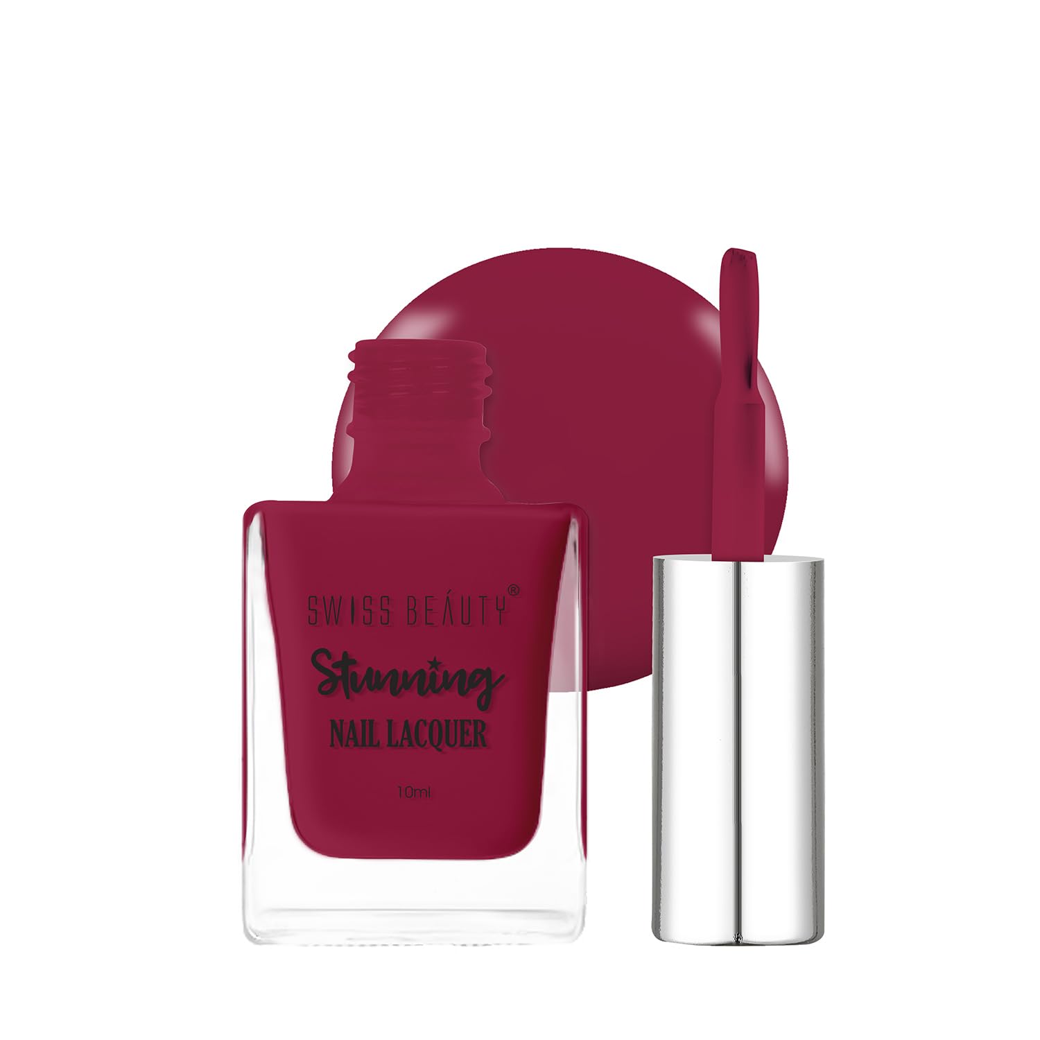 Stunning Nail Lacquer | Chip Resistant, Quick drying nail paint | Highly Pigmented with high shine Nail polish | Shade - Hot Wine, 12gm
