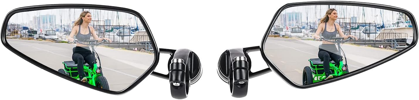 MAXFOOT Bar End Mirrors, HD Bike End Plug Mirror, Adjustable Wide Vision Bicycle Rearview Mirrors for Motorcycle MTB Commuter Bicycle Adult Ebike, Convex, Zinc Alloy Housing, Black