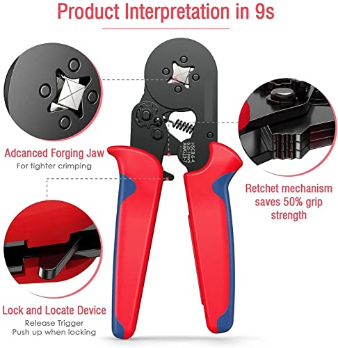 Image of Wire Crimping Tool HSC8 6-4A Square Ferrule Crimper Plier, Self-Adjusting Ratchet Tool Set for AWG 23-7, 0.25-10mm Electrical Wire Connectors Electrical Outlet hand tool