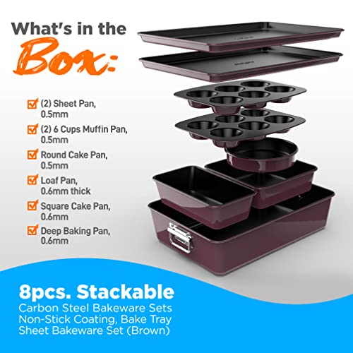 Nutrichef NCBKSTK5 8-Piece Nonstick Stackable Bakeware Set thumb #5
