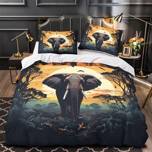 Parure de lit éléphant 3D anti-plis en microfibre King pour un couchage toujours impeccable