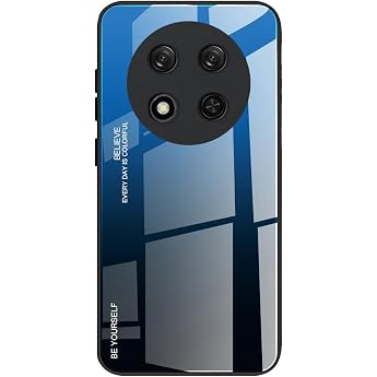 Case for Honor Magic 7 Lite 5G Magic7 Lite / X9c Mobile Phone Case Gradient Glass and TPU Protective Case Cover for Honor Magic 7 Lite 5G Magic7 Lite / X9c Blue/Black