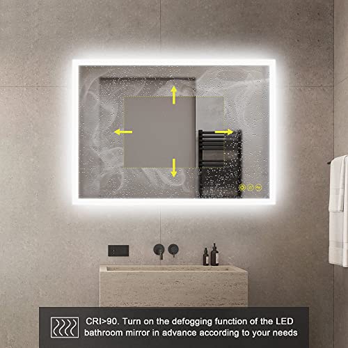 Citymoda 20X28 Inch Led Bathroom Mirror With Lights Led Vanity Mirror Wall Mounted Anti-Fog Lighted Bathroom Mirror, Smart Bathroom Mirror With Touch Button Dimmable Horizontal/Vertical #TOP3