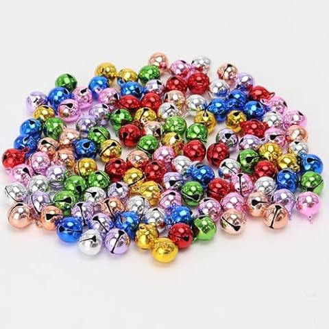 1/2 Inch Jingle Bells Small Bell Mini Bells, Tiny Crafts Bells, DIY for Christmas Home Making Ornaments Wreath Pet Decorations Bracelet Anklets Necklace Knitting Jewelry Making 120 Pcs, Colorful Cover