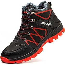 Zapatos De Seguridad Dama SROTER Mujer Hombre Invierno Botas de Seguridad Trabajo Zapatillas con Puntera de Acero Impermeables Botas de Nieve Zapatos de Trabajo Entrenador Unisex Zapatillas de Senderismo Rojo 45 EU