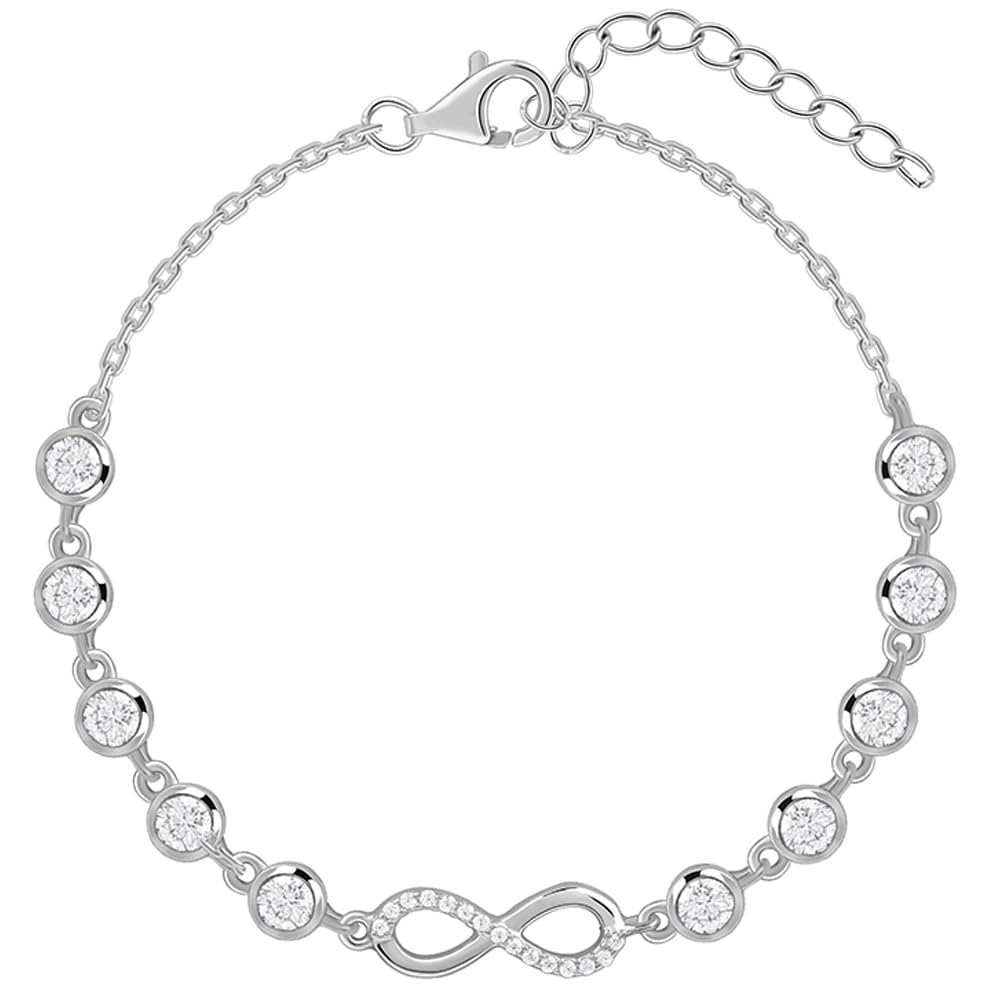 925 Silver Infinity Linked Bracelet, Adjustable | Gifts for Women and Girls | With Certificate of Authenticity and 925 Stamp | 6 Months Warranty-image-22