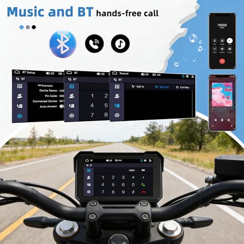 Image of GPS CarPlay 5 inch IPS Motorcycle CarPlay Screen for Motorcycle with A-pple Wireless CarPlay & Android Auto, IP68 Waterproof, Supports Bluetooth,Navigation,S-IRI /G-oogle Assistant,Vioce Control, Bracket
