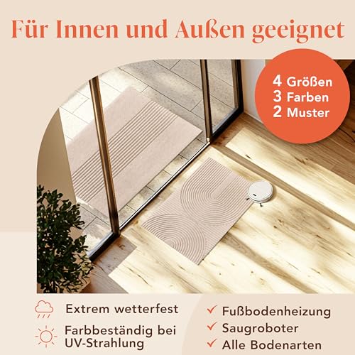Blumtal Fußmatte 40x60 cm - rutschfeste Schmutzfangmatte - Fußabtreter mit Muster - Fußmatten Haustür - Türmatte aus Polyester - Fußmatte innen/Schmutzfangmatte außen - Fußabstreifer Beige
