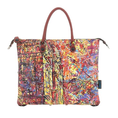 Sac Gabs G3 Plus M Trip en cuir bull noir imprimé Street Art convertible