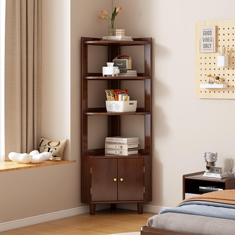 Amazon｜コーナーシェルフコーナーラック 木製4段コーナー棚コーナー