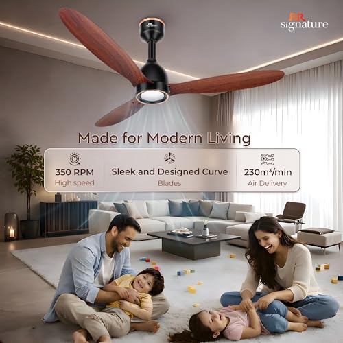 Image of RR Signature COMFYGLOW 1250mm BLDC Underlight Ceiling Fan with 100% Pure Copper Motor - 35W | 350 RPM High Speed | Remote Control & LED Light | 3 Light Modes | 3 Year Warranty - Mahogany