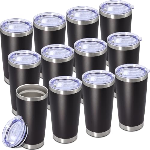 Image of 20oz Tumbler Insulated Tumblers Vacuum Coffee Mug with Lid Black 12Pack