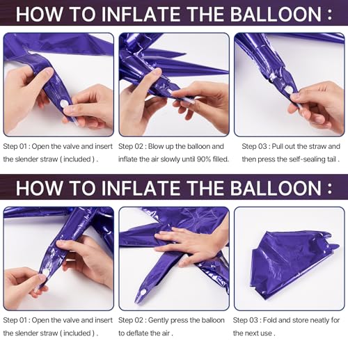Image of PartyWoo Purple Star Spike Balloons 6pcs Explosion Foil Mylar Balloons | 27 22 Inch for Birthday Bachelorette Anniversary Engagement Butterfly Baby Shower Gender Reveal Party Decorations
