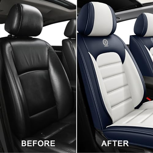 Image of Front Seat Covers for Volkswagen Golf SportWagen 2015-2019, Blue-White