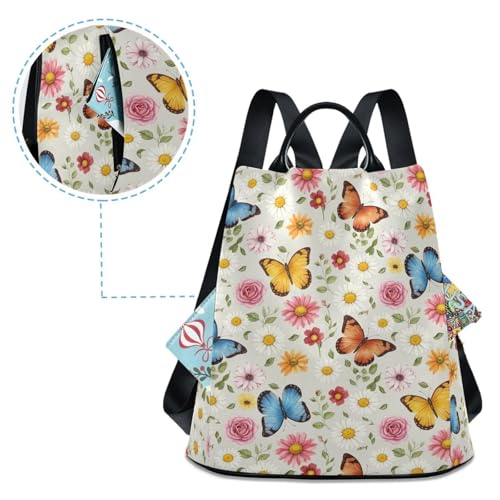 Sac à dos imprimé papillons avec fermeture éclair arrière et multiples poches - 4