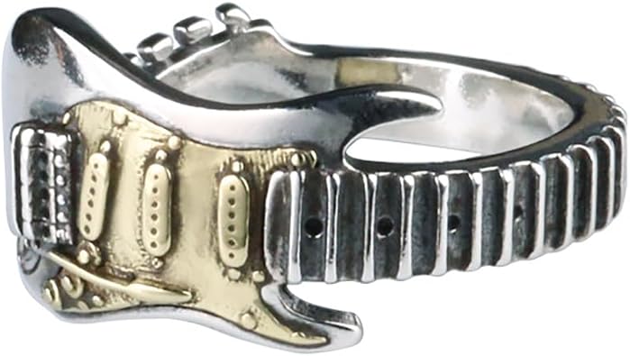 Rock Music Guitar Rings for Men Women Punk Gothic Statement Adjustable Knuckle Rings Fashion Hip Hop Open Ring Lightweight Hypoallergenic Ring Music Festival Concert Halloween Valentines Day Jewelry