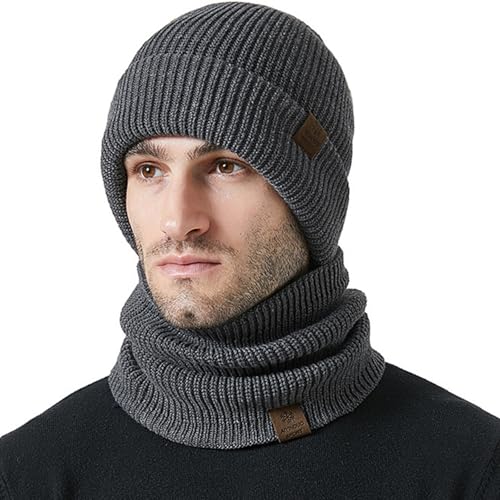 Gorro de punto y bufanda de invierno sin ala con doble capa 3