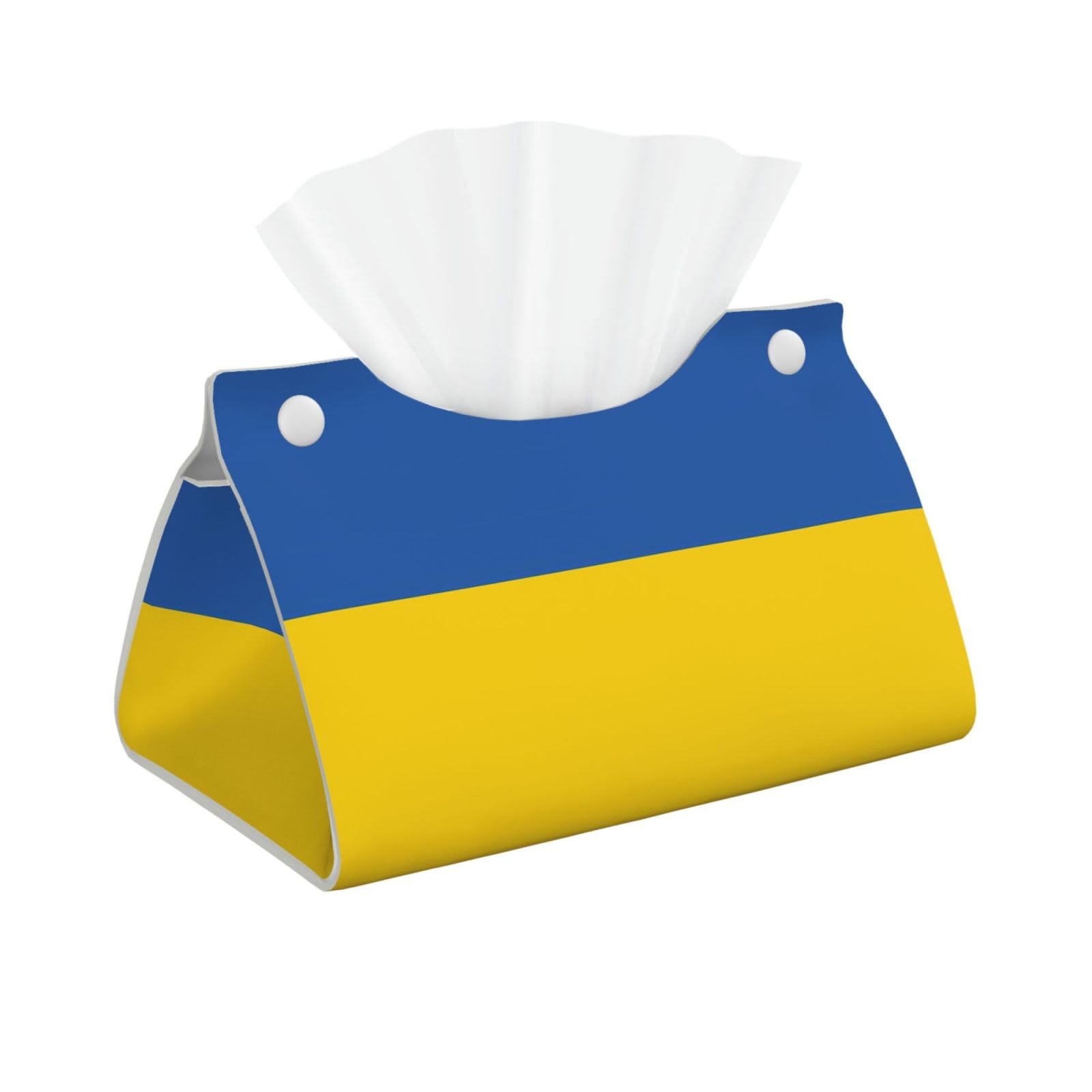 Flag of Ukraine Long Leather Tissue Box Cover-Waterproof PU Leather Tissue Holder for Bathroom, Decorative Rectangular Tissue Case