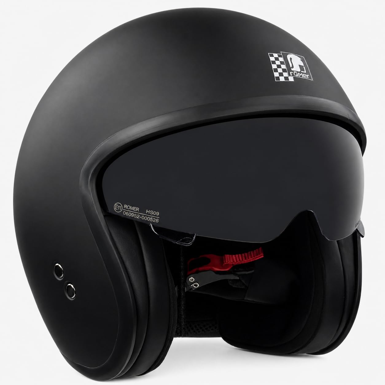 Römer Jethelm RR10701 - Motorradhelm mit Sonnenvisier + gratis klaren Visier, matt schwarz, Gr. XS-XXL