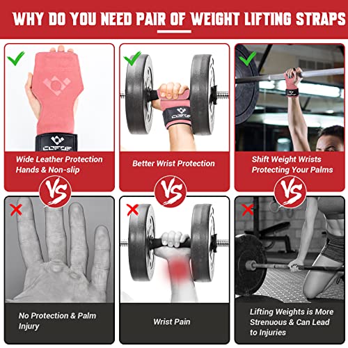 Image of Weight Lifting Wrist Strap, Double-Layer Leather for Deadlift Powerlifting