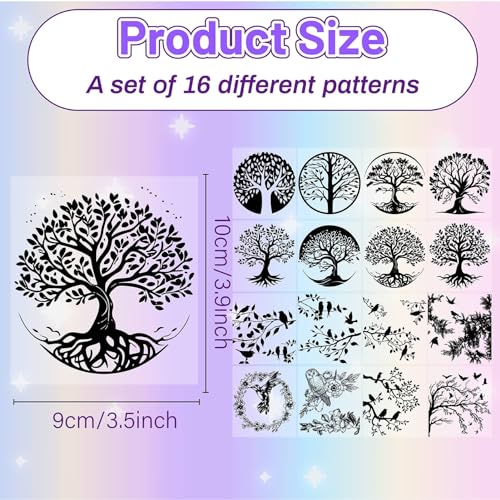 CREATCABIN 16Pcs Tree of Life Silhouettes Mason Jar Decor Birds Lantern Laser Cutouts Ornaments Scrapbook Embellishment for Frosted Glass Wall Windows Cars DIY Craft Xmas Black 3.9x3.5Inch(No Sticker) - Image 2