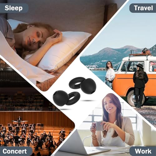 Image of ZIBUYU Noise Cancelling Ear Plugs for Sleeping, Soft Silicone Reusable Earplugs with Storage Case, Black Ear Buds for Sleeping Includes Extra Ear Tips