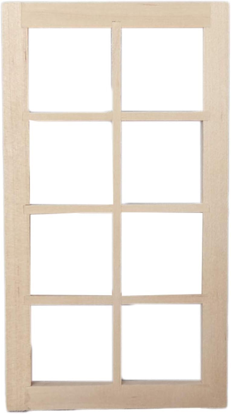 1pc Wood Color Dollhouse Window,Wooden Traditional 1/12 Scale 8-Pane Door Dollhouse Window Frame Miniature Furniture,Furniture Accessories