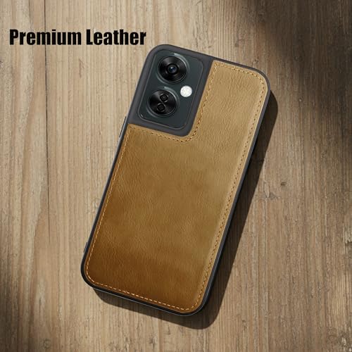 Image of Leather Case for OnePlus Nord CE 3 Lite Premium Protective Stylish Slim Cover with Shockproof Raised Edges Brown