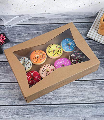 image for ONE MORE 15-Pack Paperboard Brown Lock Corner Window Bakery Box, 14 x1