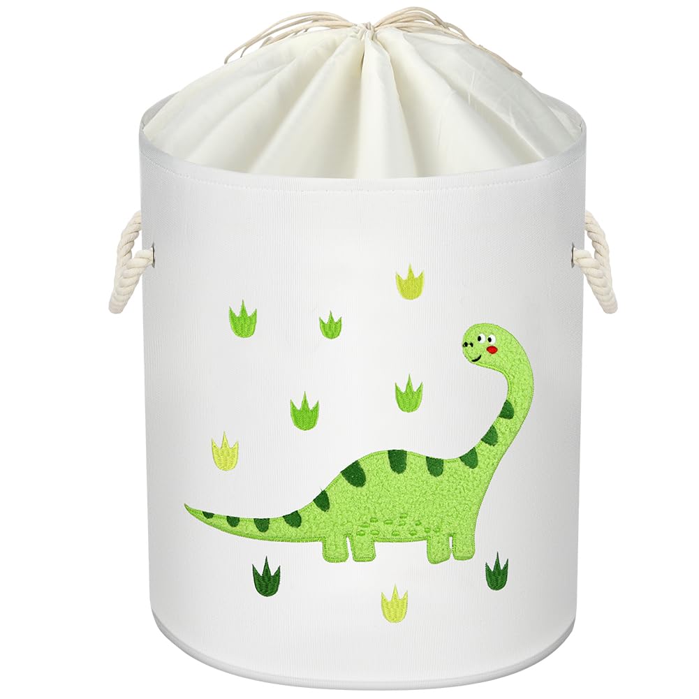 HOTUT Baby Laundry Basket,Kid Cotton Foldable Round Home Organizer Bin,Baby Laundry Hamper with handle,Toys Storage Bin for Kids Boys Girls Toys Room,Nursery,Home,Gift Basket,Bedroom,Clothes,Toys