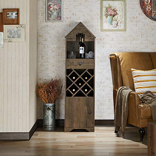 Soporte para botellas de vino oak rústico marrón miniatura 3