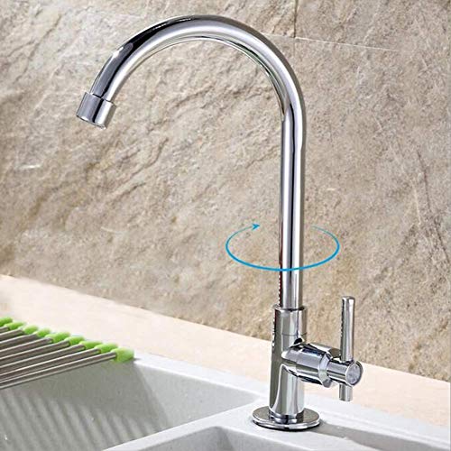 Robinet de cuisine pivotant avec bec flexible et double leviers en alliage de zinc