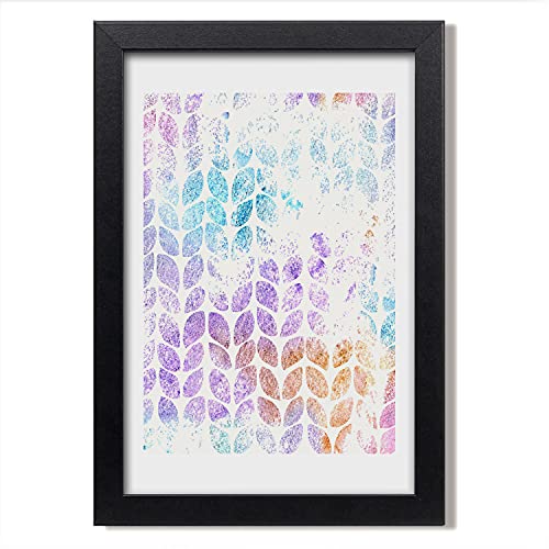 Tableau moderne feuilles colorées avec cadre en bois Tulup 20x30 cm