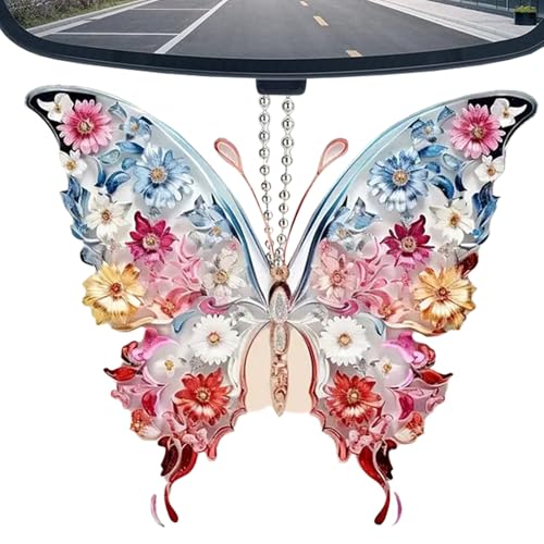 Moxeupon Ornements de Papillon pour Arbre, Papillon cristallin | Décor de Papillon Arc-en-,2D Animal Decoration Slebing Glitter Home Door pour la fenêtre View Interior View Christmas