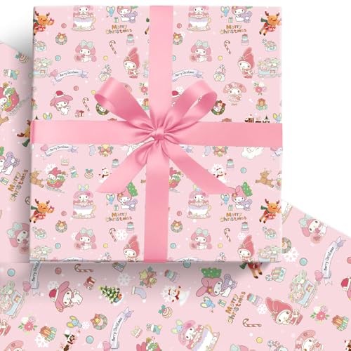 HOOKTA 5 Stück Kitty Geschenkpapier 51 x 75 cm Kraftpapier Langlebig Geschenkpapierbögen für Kindergeburtstage Party Festliche Dekoration (Pink Bunny)