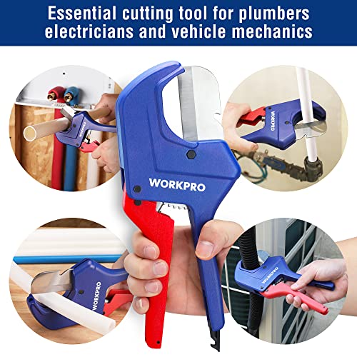 WORKPRO Ratchet PVC Pipe Cutter Tool, Up to 2-1/2", Pex Cutting Tool for Cutting PEX, PVC, PPR, and Plastic Hoses with Sharp 5Cr15MoV Stainless Steel Blades, Suitable for Home Repairs and Plumbers - Image 8