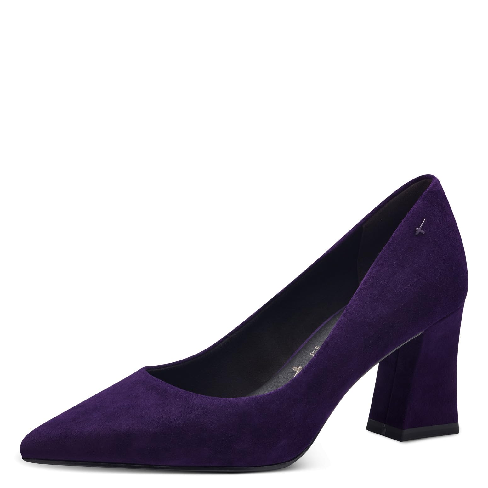 Tamaris Women's Leather Block Heel Court Shoes, Purple, 3.5 UK