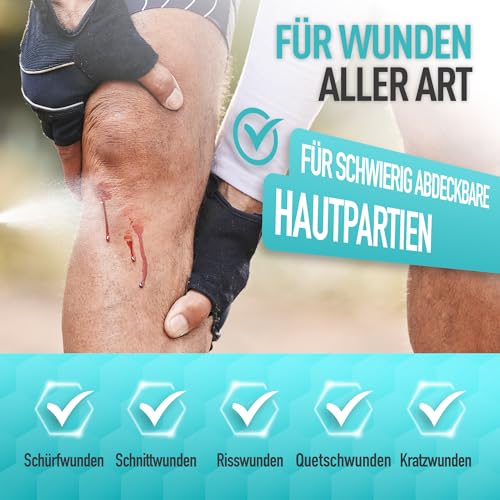 flint Med Sprühpflaster – Verschließt und schützt die Wunde, wasserfest, atmungsaktiv, elastisch und transparent, Pflasterspray klinisch bewährt, bis zu 80 Anwendungen, 50 ml