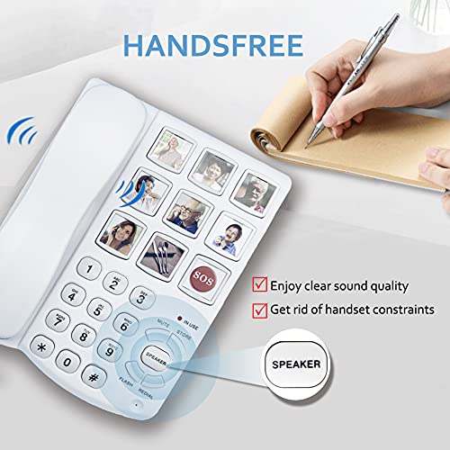 Big Button Phone For Elderly, Home Corded Phone Landline With Speaker Amplified Phone For Hearing Impaired Aid Large Button Phones For Seniors Sos Emergency House Phone For Low Vision #TOP5