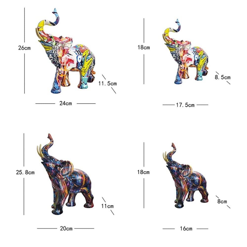 Pittura Graffiti Elefante Scultura Figurina Arte Colorata Statua di Elefante Resina Creativa Statua Animale Decor C