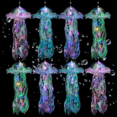 Ycitusi Jellyfish Lanterns - 8 Pcs Jellyfish Party Decorations, Hanging Jelly Fish Lanterns for Mermaid Theme Party Under The Sea Ocean Birthday Decoration & Gifts for Women Girls Baby (4 Colors)