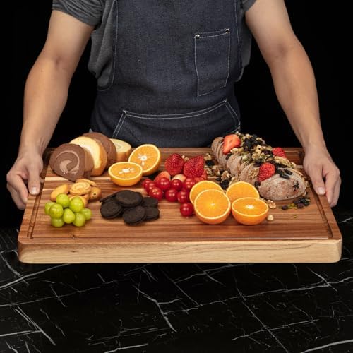 GarveeHome 20x15 Large Acacia Wood Cutting Board, 1.5 in Thick Bu...