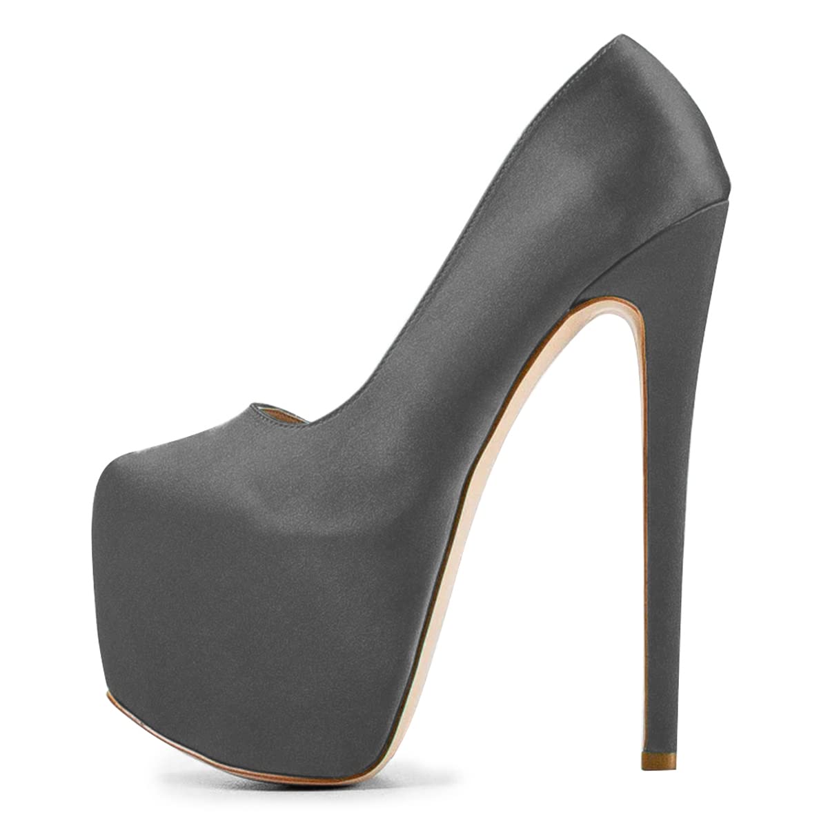 FSJ Women Sexy Round Toe Platform Pumps Stiletto High Heel Slip On Fashion Party Prom Dress Office Formal Shoes Size 4-15 US